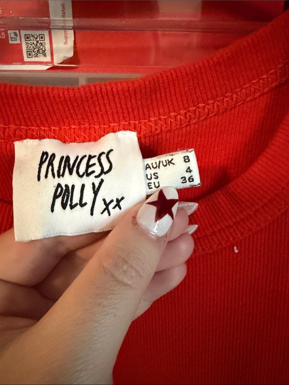 Princess Polly Red Ribbed Cropped Tank - Picture 2 of 3